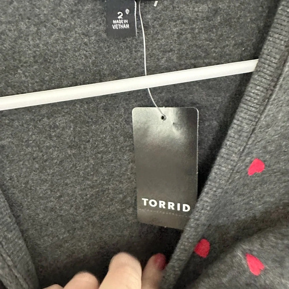 Torrid Gray and Red Crewneck Sweater with Polka Dots - Picture 7 of 7